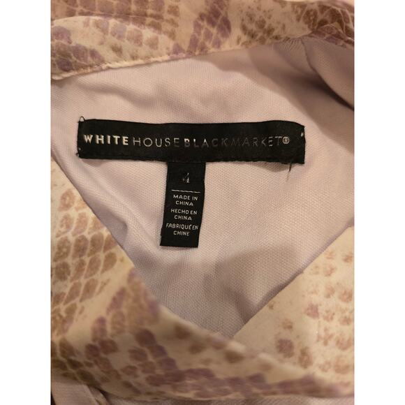 WHBM Lavender Python Print Choker Top with Smocked Waist EUC Size 4 - Picture 3 of 3